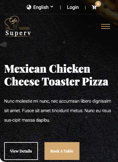 Takevio restaurant website preview